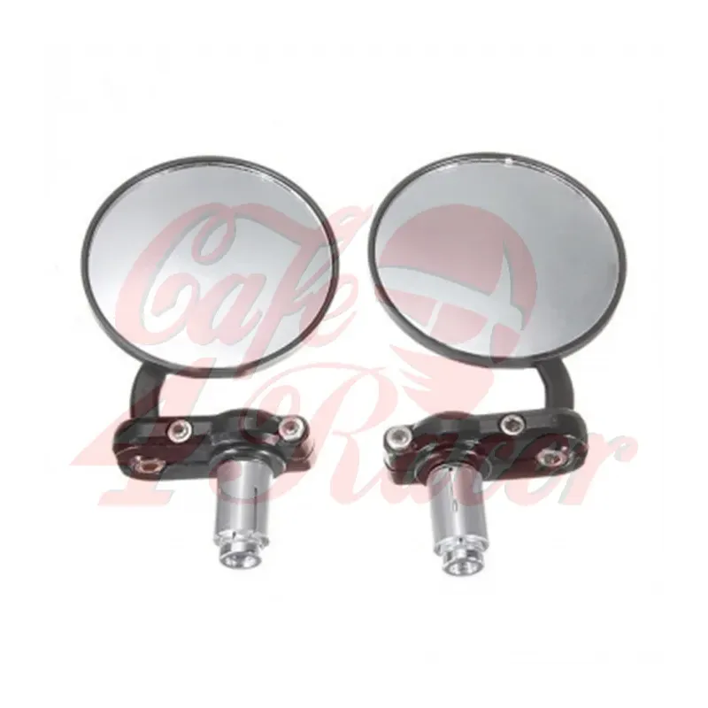 cafe 4 racer - Round Handle Bar End Side Mirrors CR1 black - Cafe4Racer Bar end mirrors 