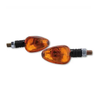 cafe 4 racer - Micro Blinker Carbon Look dlhý žlté sklo 12V/21W Halogén M10 E-schválený - HS MOTO Germany Štandardné smerovky 4251352612786