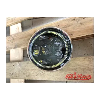 Oval Harley style Headlight Led Headlamps insert black Hallo ring DRL