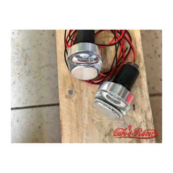cafe 4 racer - 2PCS Motorcycle Handlebar LED Turn Signal Grip Bar End Lights silver CNC - Cafe4Racer Bar end indicators 