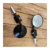 cafe 4 racer - Round Handle Bar End Side Mirrors CR7 black/silver - Cafe4Racer Bar end mirrors 