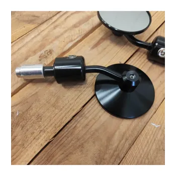 cafe 4 racer - Round Handle Bar End Side Mirrors CR7 black/silver - Cafe4Racer Bar end mirrors 