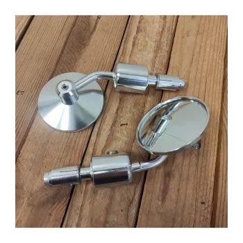 cafe 4 racer - Round Handle Bar End Side Mirrors CR7 black/silver - Cafe4Racer Bar end mirrors 