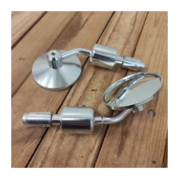 cafe 4 racer - Round Handle Bar End Side Mirrors CR7 black/silver - Cafe4Racer Bar end mirrors 