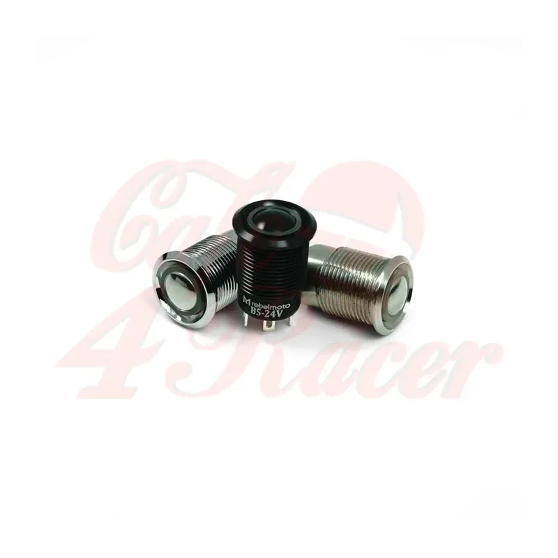 cafe 4 racer - 12 mm Push Button Black LED YELLOW-GREEN-BLUE-RED-WHITE - Rebelmoto Universal 