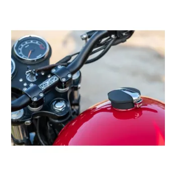 cafe 4 racer - Sada víčka nádrže Monza pro Triumph černá - leštěný kontrast - Motone Triumph Bonneville 