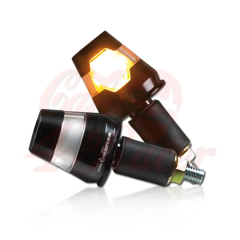 cafe 4 racer - Indikátor LED na řídítkách Conic ALU černý - HS MOTO Germany Směrová světla na řídítkách 4251352606877