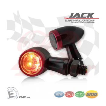 cafe 4 racer - SMD LED směrovka, brzdové světlo / RL "Jack" 3v1 červená - HS MOTO Germany 2v1 a 3v1 
