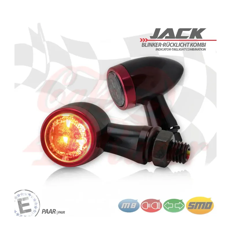 cafe 4 racer - SMD turn signal / RL set "Jack" 3in1 red - HS MOTO Germany 2in1 and 3in1  