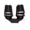 cafe 4 racer - BMW K-Series Air Intake adapter Black ABS for 2 filters 54 mm outlet + 2x 54mm air filters CHROME - Cafe4Racer Air filter adpaters & Intake 