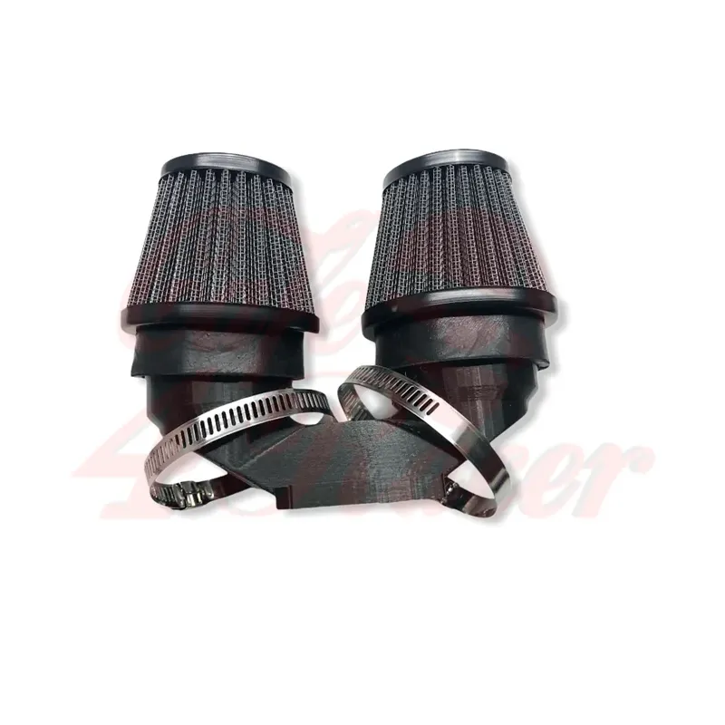 cafe 4 racer - BMW K-Series Air Intake adapter Black ABS for 2 filters 54 mm outlet + 2x 54mm air filters BLACK - Cafe4Racer Air filter adpaters & Intake 
