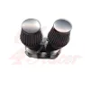 cafe 4 racer - BMW K-Series Air Intake adapter Black ABS for 2 filters 54 mm outlet + 2x 54mm air filters BLACK - Cafe4Racer Air filter adpaters & Intake 