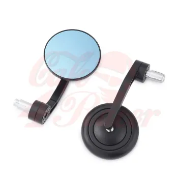 cafe 4 racer - RETRO Aluminum CNC Handle Bar End Side Mirrors black - Cafe4Racer Bar end mirrors 
