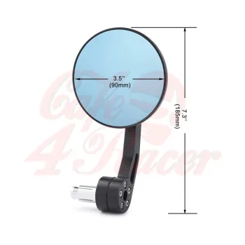 cafe 4 racer - RETRO Aluminum CNC Handle Bar End Side Mirrors black - Cafe4Racer Bar end mirrors 