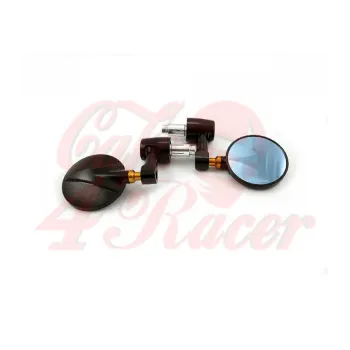 cafe 4 racer - Okrúhle spätné zrkadá čierne/strieborné - Cafe4Racer Zrkadlá do riadítok 