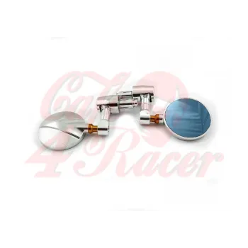 cafe 4 racer - Round Handle Bar End Side Mirrors CR2 black/silver - Cafe4Racer Bar end mirrors 