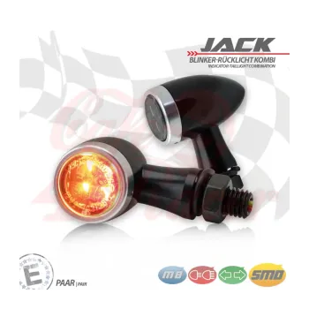 cafe 4 racer - SMD Led smerovky, brzdové svetlo / RL "Jack" 3in1 strieborné - HS MOTO Germany 2v1 a 3v1  