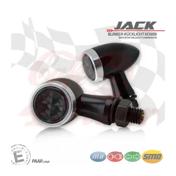 cafe 4 racer - SMD Led smerovky, brzdové svetlo / RL "Jack" 3in1 strieborné - HS MOTO Germany 2v1 a 3v1  