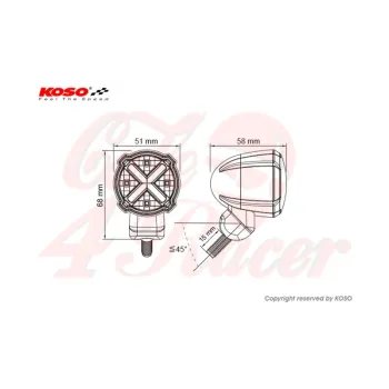 cafe 4 racer - LED taillight with brake light function, GT-02S clear lens e-mark approval - Koso LED Rear lights 