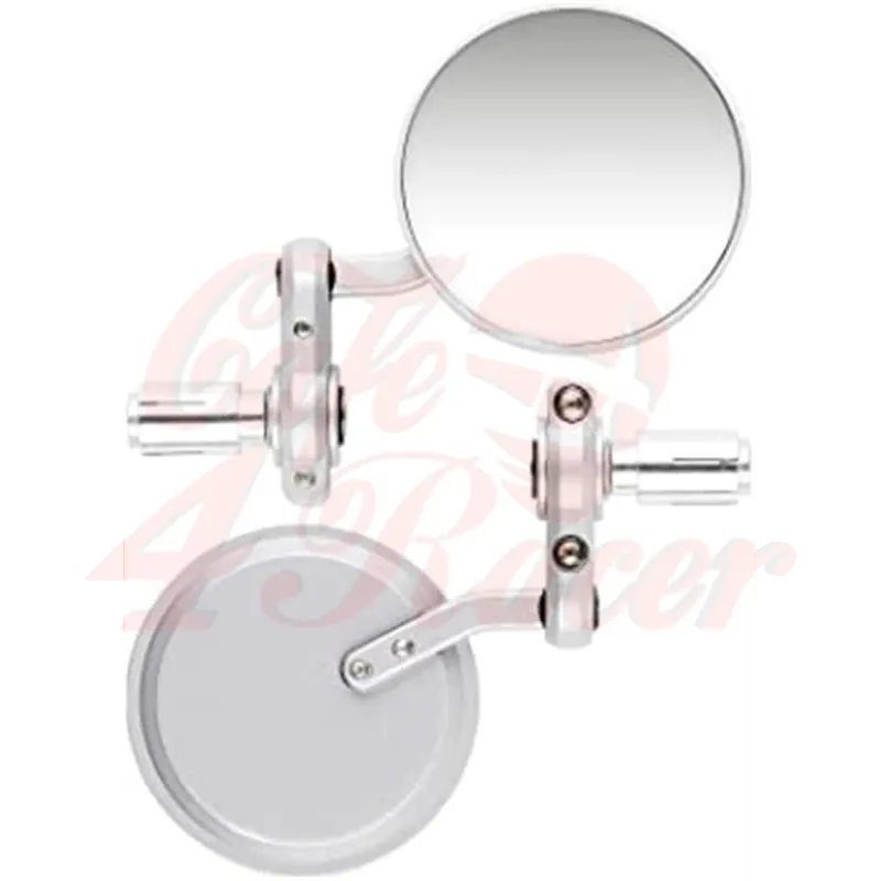cafe 4 racer - Round Handle Bar End Side Mirrors CR1 silver - Cafe4Racer Bar end mirrors 