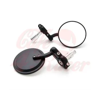 cafe 4 racer - Round Handle Bar End Side Mirrors CR1 black - Cafe4Racer Bar end mirrors 