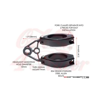 cafe 4 racer - MAX Corto Black Shorty headlamp holder RETRO style - MAX-INC  Headlights brackets & holders 