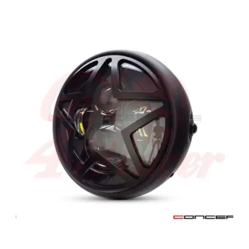 cafe 4 racer - 7,7" matně černá mřížka Titan s LED světlomety - MAX-INC  Světla LED 