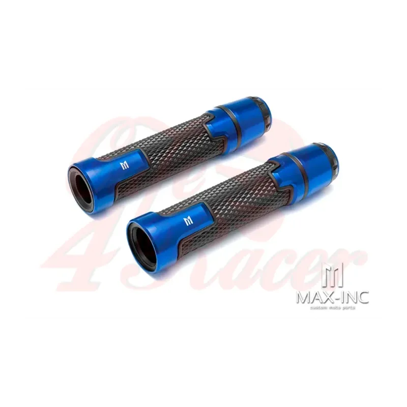 cafe 4 racer - Sportz Anodizované CNC ALu + guma s uzáverom 22mm rukoväte Modrá - MAX-INC  22mm & 7/8 inch 