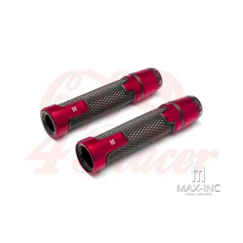 cafe 4 racer - Sportz Anodizované CNC ALu + guma s uzáverom 22mm rukoväte Červená - MAX-INC  22mm & 7/8 inch 