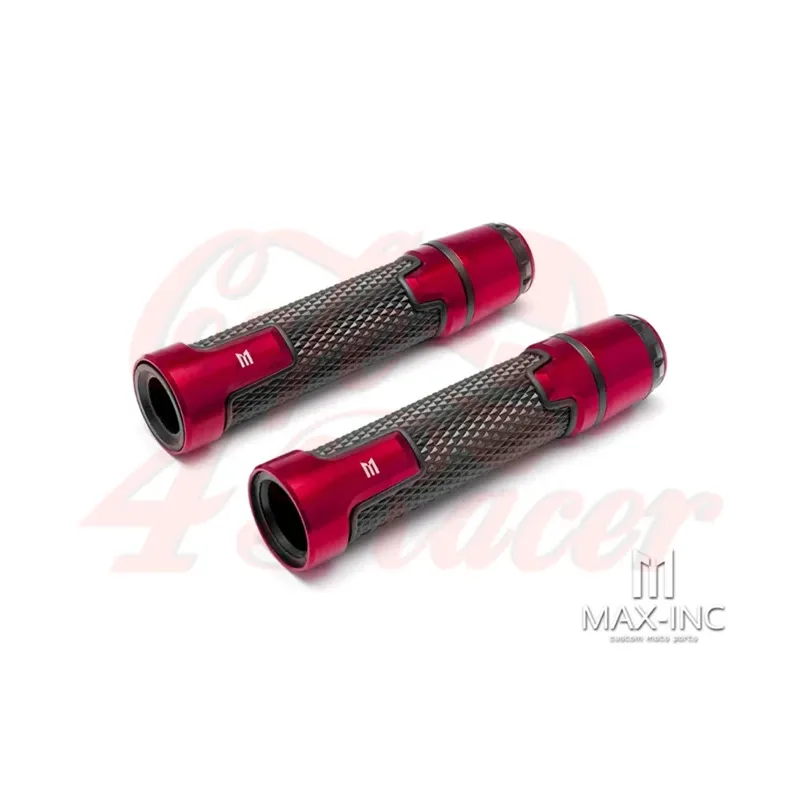 cafe 4 racer - Sportz eloxovaná CNC ALu guma s 22mm uzávěrem rukojeti červená - MAX-INC  22 mm & 7/8 inch 