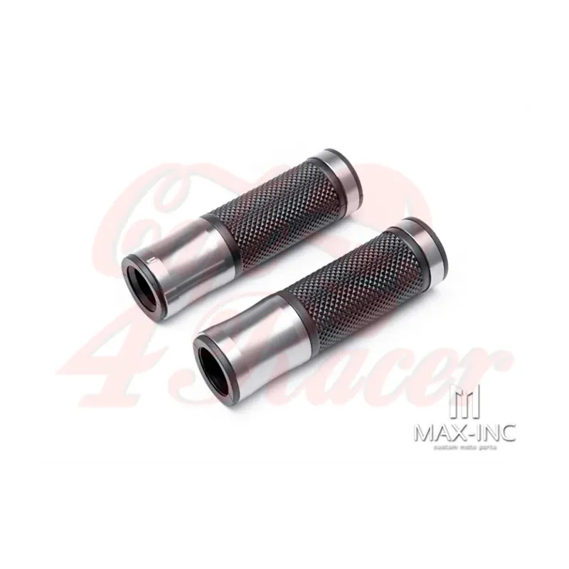 cafe 4 racer - Retro Anodizované CNC ALu + guma 22mm rukoväte Strieborná - MAX-INC  22mm & 7/8 inch 