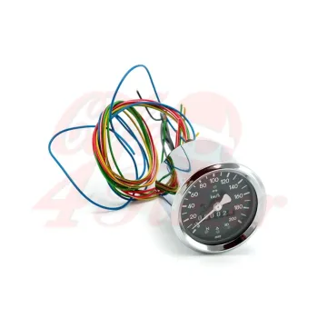 cafe 4 racer - MMB 60mm basic speedometer 200km/h, chrome ring black background - MMB instrumente  Analog speedometers 