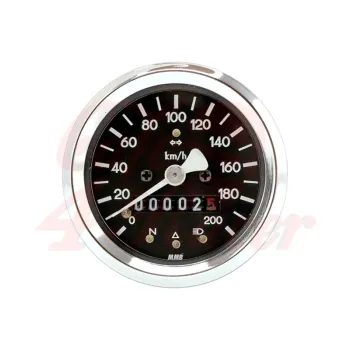 cafe 4 racer - MMB 60mm basic speedometer 200km/h, chrome ring black background - MMB instrumente  Analog speedometers 