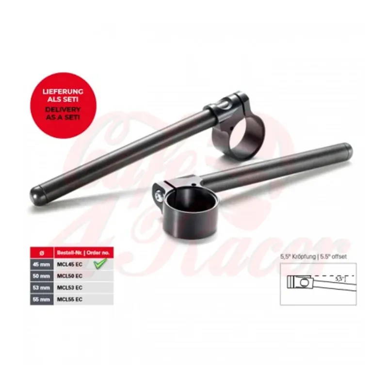 cafe 4 racer - Sportovní řídítka TRW "Racing" Ø 45 mm - TRW Clip-ons Cafe Racer 