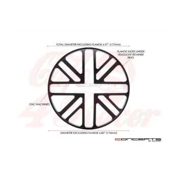 cafe 4 racer - 5,75" kryt světla CNC s designem Union Jack - MAX-INC  Světla mřížky 
