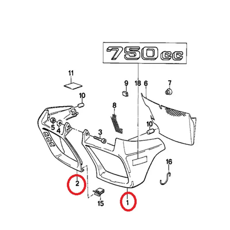 cafe 4 racer - Kryt obložení chladiče BMW K75 levý pravý - OEM part Boční kryty nádrže 46631453473