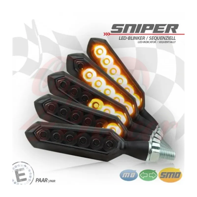 cafe 4 racer - LED ukazatele směru "SNIPER" - HS MOTO Germany Sekvenční plovoucí ukazatele směru LED 