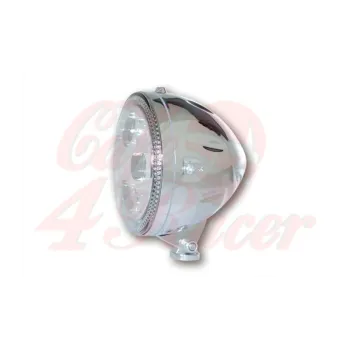 cafe 4 racer - HIGHSIDER 5 3/4 inch LED Headlight ATLANTA black/chrome - Highsider Headlights bottom mount 