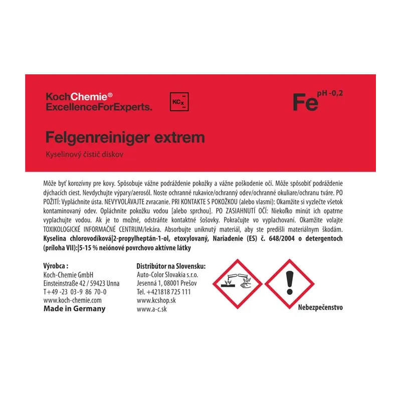 cafe 4 racer - Koch Chemie produktová etiketa - Felgenreiniger extrem - Kyselinový čistič diskov - Koch Chemie Nálepky a etikety 