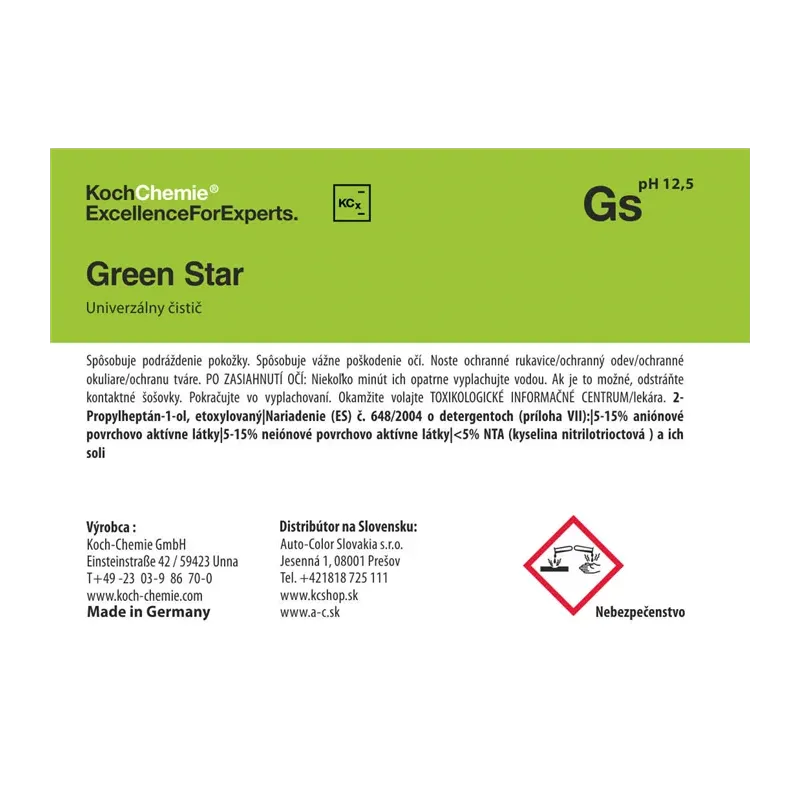 cafe 4 racer - Koch Chemie produktová etiketa - Green Star - Univerzálny čistič - Koch Chemie Nálepky a etikety 