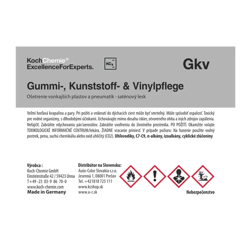 cafe 4 racer - Koch Chemie produktová etiketa - Kunststoff Vinylpflege - Ošetrenie vonkajších plastov a pneumatík matné - Koch Chemie Nálepky a etikety 