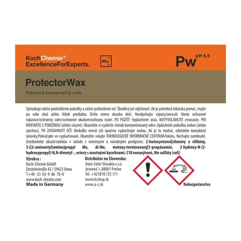 cafe 4 racer - Koch Chemie produktová etiketa - ProtectorWax - Premiový konzervačný vosk - Koch Chemie Nálepky a etikety 