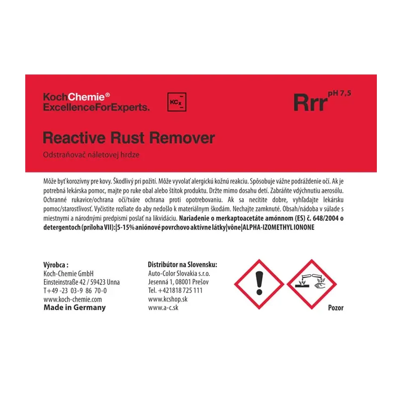 cafe 4 racer - Koch Chemie Product Label - Reactive Rust Remover - Koch Chemie Stickers and labels 