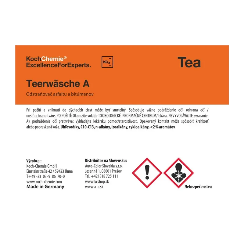 cafe 4 racer - Koch Chemie produktová etiketa - Teerwäsche A - Odstraňovač asfaltu - Koch Chemie Nálepky a etikety 
