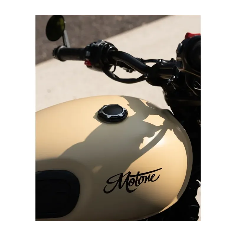 cafe 4 racer - TELSTAR Low Profile Fuel Gas Cap - Billet Aluminium - Black/Contrast Polished - Motone Body Parts 