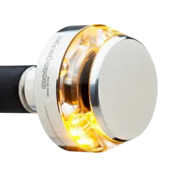 cafe 4 racer - Full size Bulls-Eye, in-bar turn signals. Chrome. Amber lens - MCS Bar end indicators 