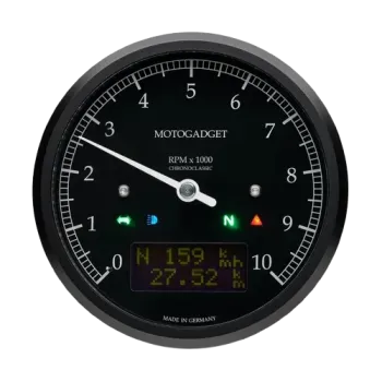 cafe 4 racer - Motogadget Chronoclassic Speedo 0-200 km/h, dial and ring black, black LC display - Motogadget Digitálne rýchlomery  4054783045938