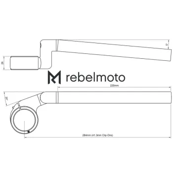 cafe 4 racer -  Rebelmoto Clip-Ons HIGH Low Rise clip-ons řídítka černá - Rebelmoto Řídítka Scrambler a CLIP-ONS 