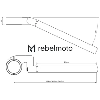 cafe 4 racer - Rebelmoto Clip-Ons HIGH Low Rise clip-ons řídítka černá - Rebelmoto Řídítka Scrambler a CLIP-ONS 