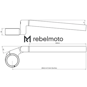cafe 4 racer - Rebelmoto Clip-Ons HIGH Low Rise clip-ons řídítka černá - Rebelmoto Řídítka Scrambler a CLIP-ONS 